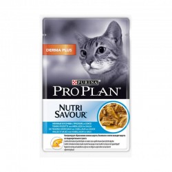 Влажный корм, Proplan (Проплан) 85 г №1 Дерма Плюс для кошек с чувствительной кожей кусочки с треской в соусе пауч